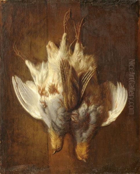 Nature Morte Aux Oiseaux Oil Painting by Louis Lucien J.B. Schmidt