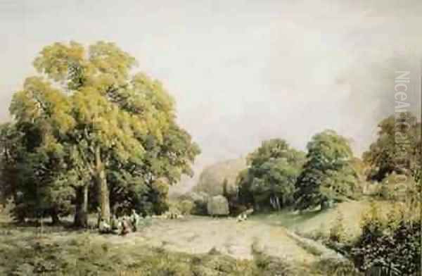 Haymaking Lewes Sussex Oil Painting by Charles Grant Davidson