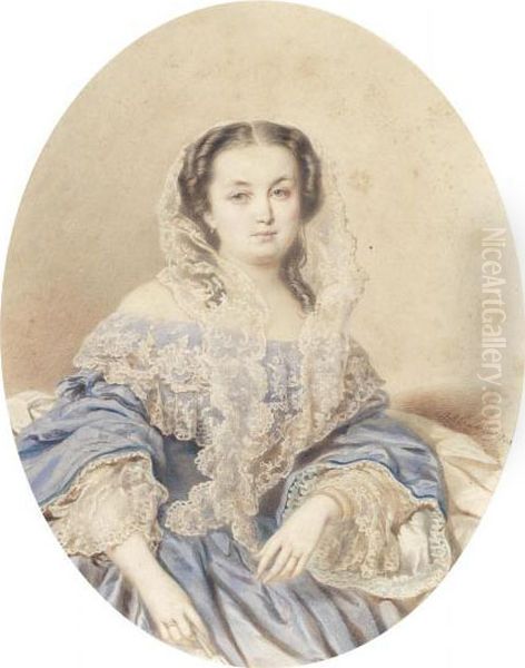 Portrait Of A Lady Oil Painting by Karl August Schreinzer