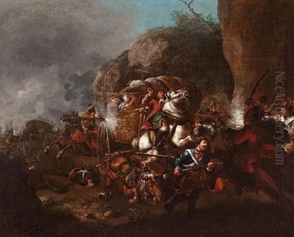 Escena De Batalla Oil Painting by Johann David Schubert