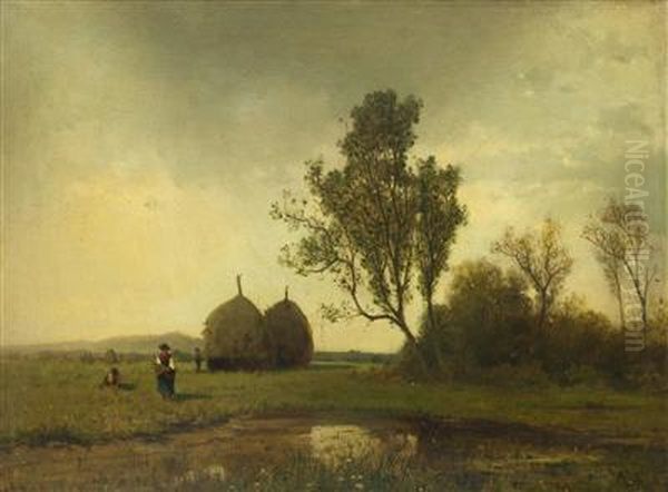 A Summer Landscape Oil Painting by Hans Schuhly