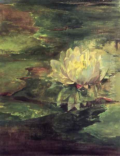 Water Lily Among Pads Oil Painting by John La Farge