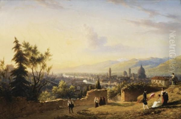 Vue De Florence Prise Depuis San Miniato Al Monte Oil Painting by Hippolyte Sebron