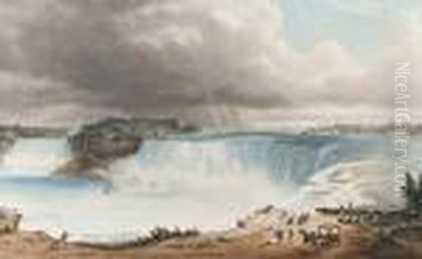 Views Of Niagara Falls Oil Painting by Hippolyte Sebron