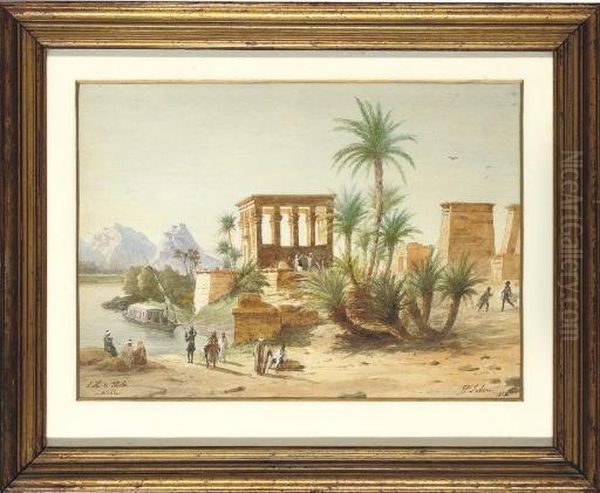 L'ile De Philae Oil Painting by Hippolyte Sebron