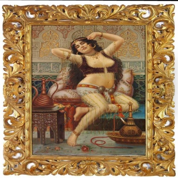 An Odalisque Oil Painting by Joseph Sedlacek