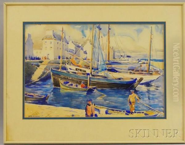 Harbor Scene Oil Painting by Henry Bill Selden