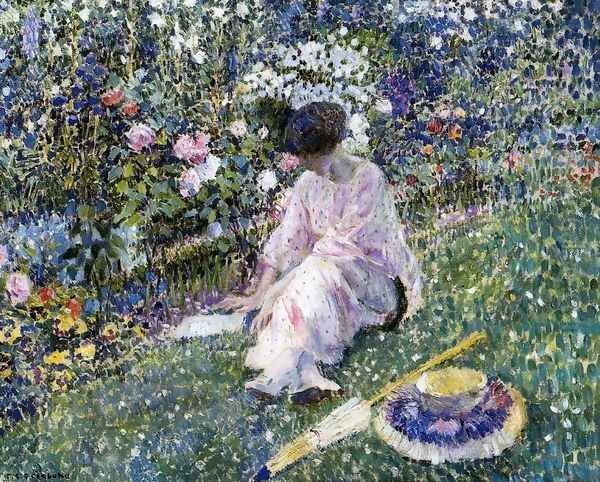 Garden in June, 1911 Oil Painting by Frederick Carl Frieseke