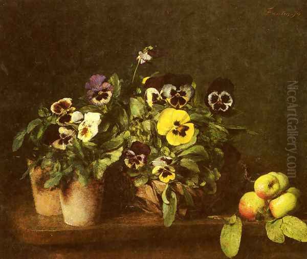 Still Life with Pansies Oil Painting by Ignace Henri Jean Fantin-Latour