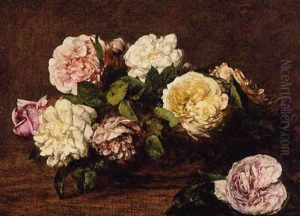 Flowers: Roses I Oil Painting by Ignace Henri Jean Fantin-Latour