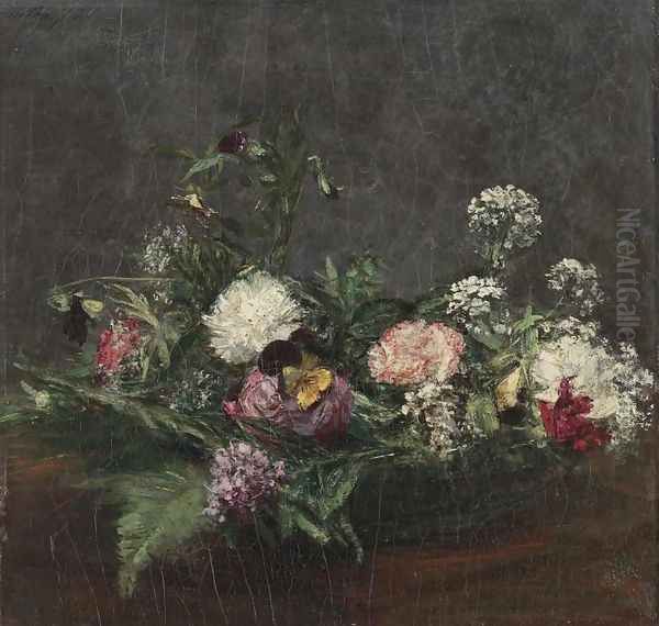 Flowers I 2 Oil Painting by Ignace Henri Jean Fantin-Latour