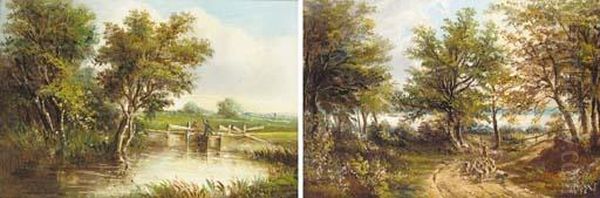 Gainsborough Lane; And Sproughton Lock Oil Painting by John Sheppard