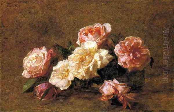 Roses XIV Oil Painting by Ignace Henri Jean Fantin-Latour