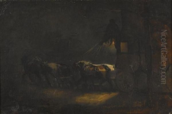 Nachtliche Kutschenfahrt Oil Painting by Friedrich Rudolf Simon