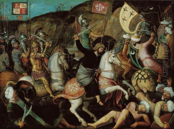 Saint James The Great At The Battle Of Clavijo Oil Painting by Michel Sittow