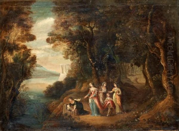 The Finding Of Moses Oil Painting by Engelsk Skola