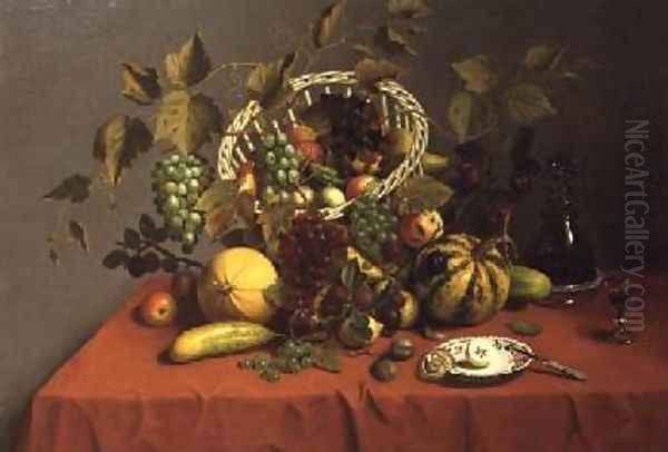 Still Life with Fruit and Flowers Oil Painting by James Miller