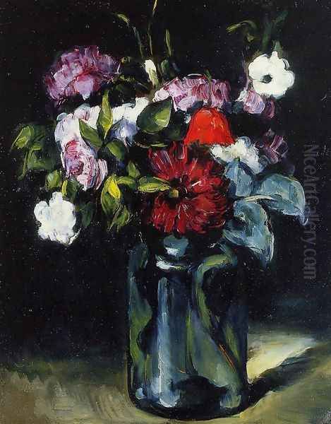 Flowers In A Vase Oil Painting by Paul Cezanne