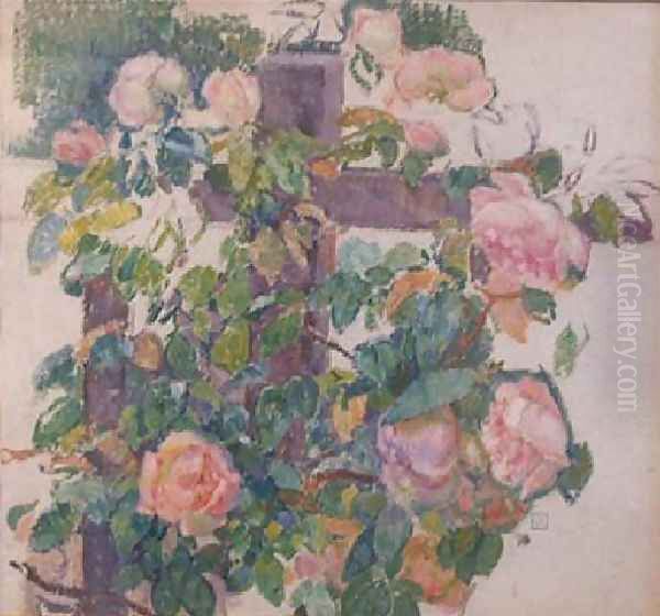 Roses Grimpantes Oil Painting by Theo van Rysselberghe