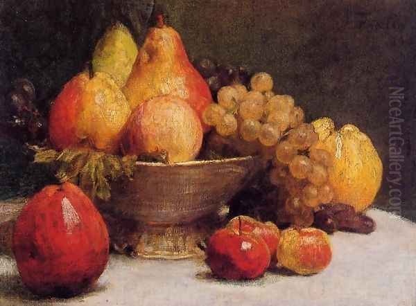 Bowl of Fruit Oil Painting by Ignace Henri Jean Fantin-Latour