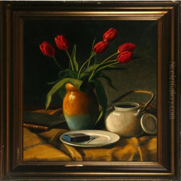 Still Life With Tulips Oil Painting by C. Sorensen