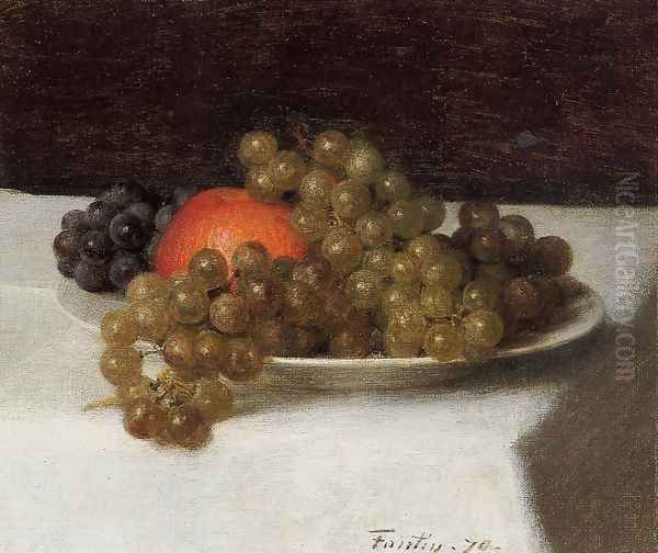 Apples and Grapes Oil Painting by Ignace Henri Jean Fantin-Latour