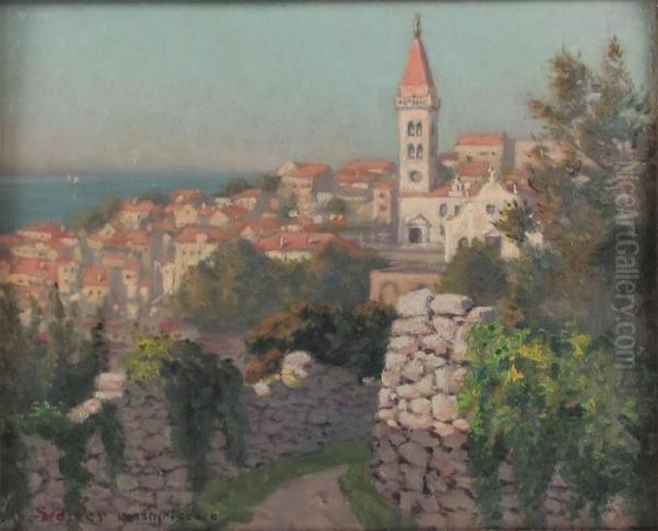 Blick Auf Lussinpiccolo Oil Painting by Hans Stalzer