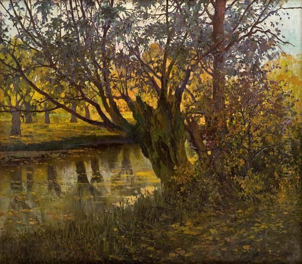 Weiher Plankenberg Oil Painting by Walter Stoitzner