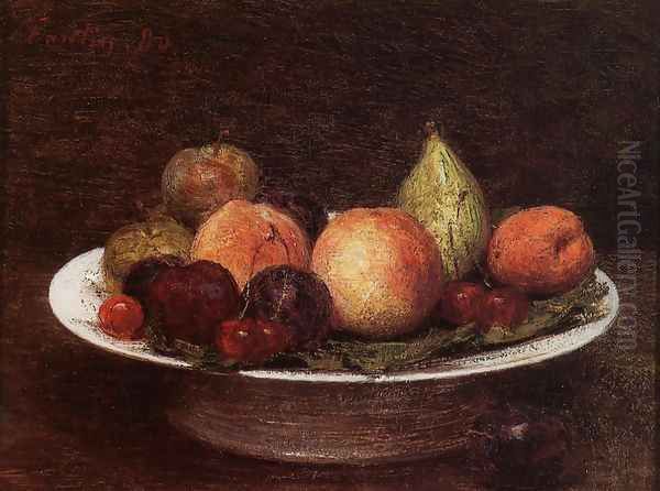 Plate of Fruit Oil Painting by Ignace Henri Jean Fantin-Latour