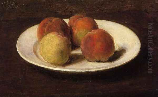 Still Life of Four Peaches Oil Painting by Ignace Henri Jean Fantin-Latour