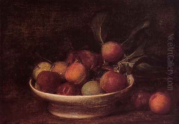 Plums and Peaches Oil Painting by Ignace Henri Jean Fantin-Latour