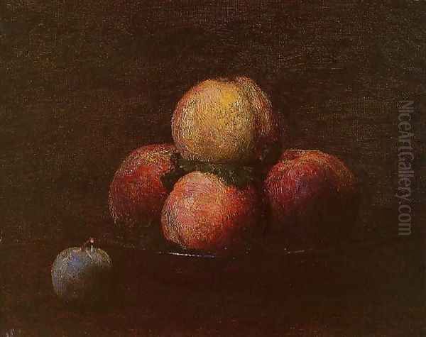 Peaches and a Plum Oil Painting by Ignace Henri Jean Fantin-Latour