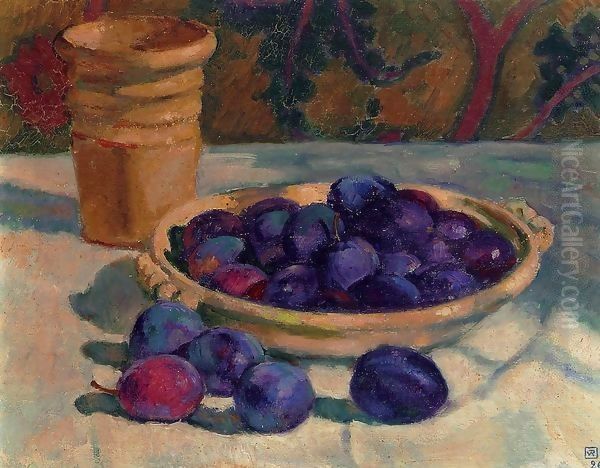 Still Life with Plums Oil Painting by Theo van Rysselberghe