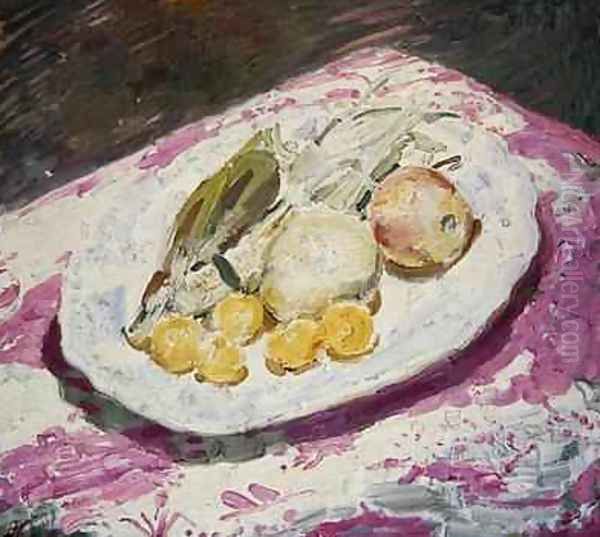 Still Life fruit on a dish 1829 Oil Painting by William Nicholson