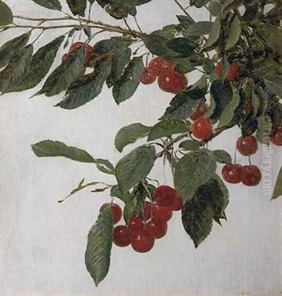 Cherries Oil Painting by Ignace Henri Jean Fantin-Latour