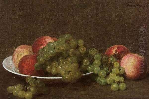 Peaches and Grapes Oil Painting by Ignace Henri Jean Fantin-Latour