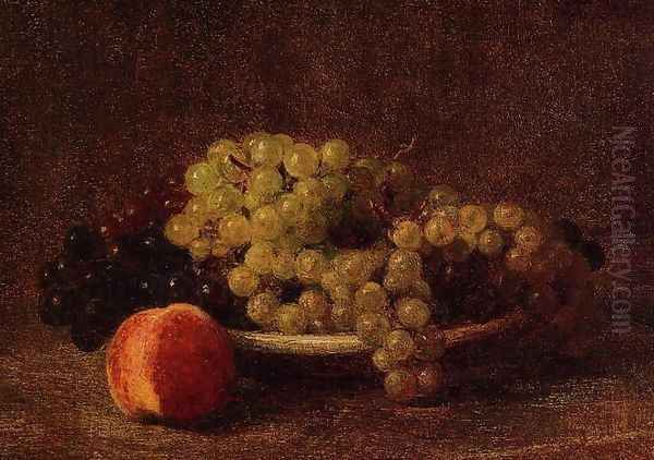 Still Life with Grapes and a Peach Oil Painting by Ignace Henri Jean Fantin-Latour