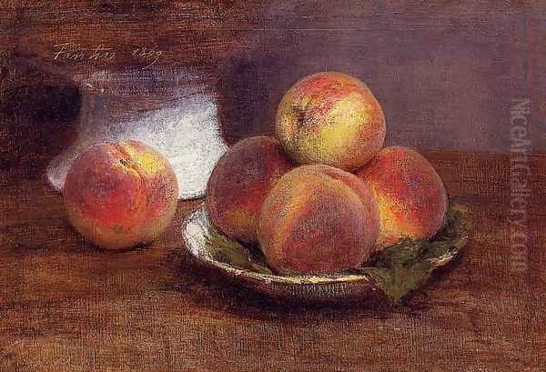 Bowl of Peaches Oil Painting by Ignace Henri Jean Fantin-Latour