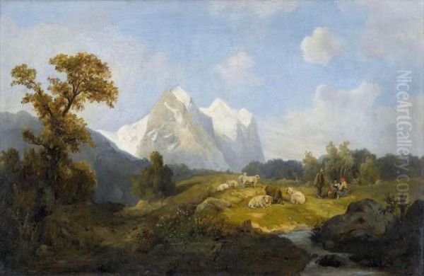 Das Wetterhorn Von Hasliberg Aus Oil Painting by Carl Johann Fr. Toeche