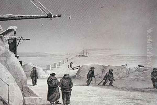 Situation of HM Ships Fury and Hecla at Igloolik Oil Painting by Captain George Francis Lyon