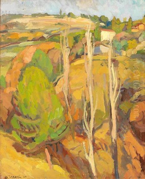 Paisaje Con Tres Chopos Oil Painting by Georges-Albert Tresch