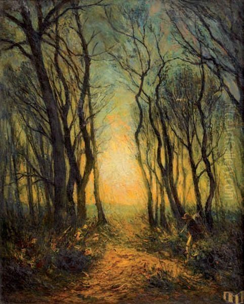 Chasseur Dans Un Sous-bois Oil Painting by Joseph Trevoux