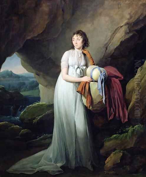 Portrait of a Woman in a Cave, possibly Madame d'Aucourt de Saint-Just, 1805 Oil Painting by Louis Leopold Boilly