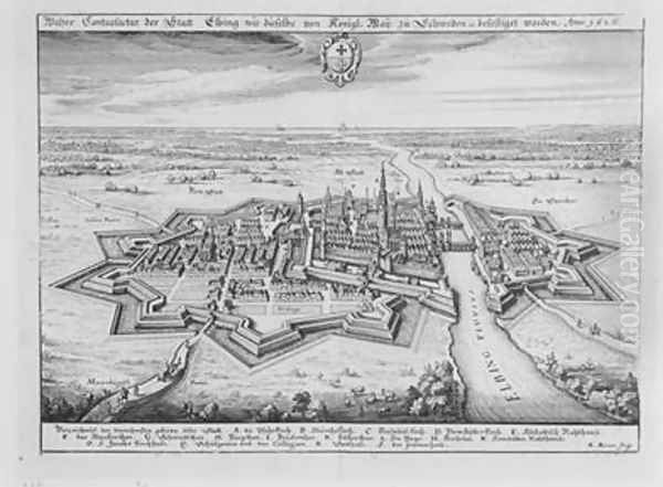 View of Elbing in 1626 fortified by the protestant Swedes from Theatrum Europaeum Oil Painting by Matthaus the Elder Merian