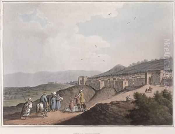 Bethlehem in Palestine View of the Principal Part of The City with the Arabia Petraea Mountains from Views in the Ottoman Dominions 1810 Oil Painting by Luigi Mayer