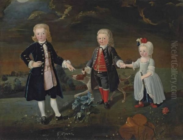 Portrait Of Daniel, William And Stephen Eaton Oil Painting by Pieter van Bleeck