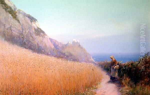 A Cornfield Near Sidmouth, Devon Oil Painting by John White