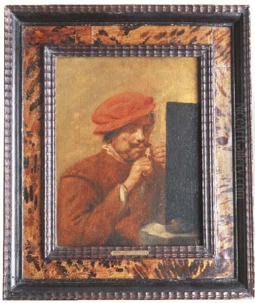 A Man Trimming His Moustache Oil Painting by Joos Van Craesbeck