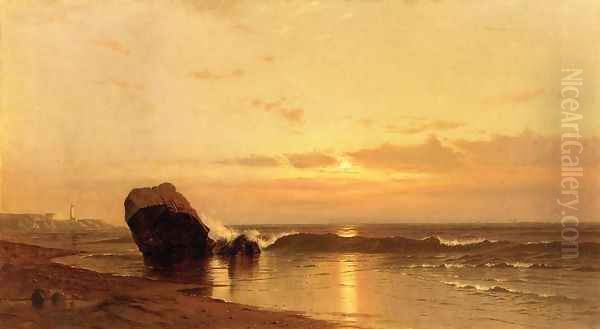 Coastal Sulset Oil Painting by Francis Augustus Silva