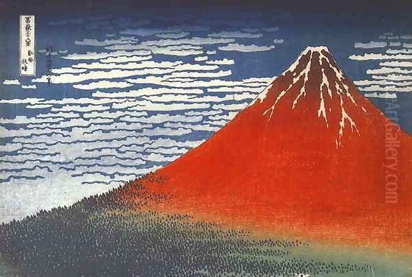 South Wind at Clear Dawn (Gaifu kaisei) Oil Painting by Katsushika Hokusai